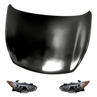 Replacement - 3-Piece Kit (Driver and Passenger Side Headlights, Hood Panel) (CAPA Certified)