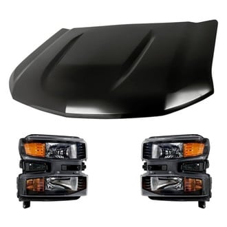 Replacement - 3-Piece Kit (Driver and Passenger Side Headlights, Hood Panel) (CAPA Certified)