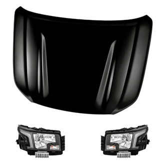 Replacement - 3-Piece Kit (Driver and Passenger Side Headlights, Hood Panel) (CAPA Certified)