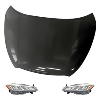 Replacement - 3-Piece Kit (Driver and Passenger Side Headlights, Hood Panel) (CAPA Certified)