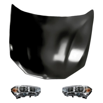 Replacement - 3-Piece Kit (Driver and Passenger Side Headlight Lenses and Housings, Hood Panel) (Standard Line)