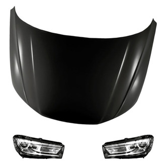 Replacement - 3-Piece Kit (Driver and Passenger Side Headlight Lenses and Housings, Hood Panel) (Standard Line)