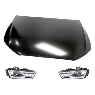 Replacement - 3-Piece Kit (Driver and Passenger Side Headlight Lenses and Housings, Hood Panel) (Standard Line)