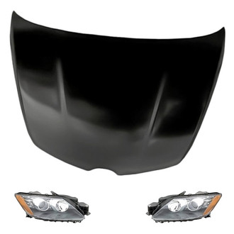 Replacement BNDL-219535 - 3-Piece Kit (Driver and Passenger Side Headlight Lenses and Housings, Hood Panel) (Standard Line)