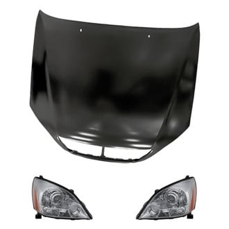 Replacement - 3-Piece Kit (Driver and Passenger Side Headlight Lenses and Housings, Hood Panel) (Standard Line)