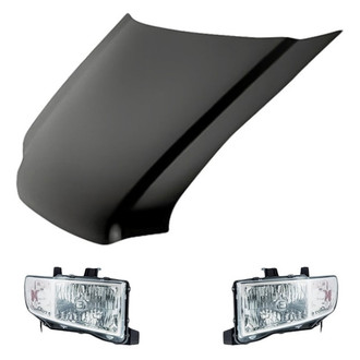 Replacement - 3-Piece Kit (Driver and Passenger Side Headlight Lenses and Housings, Hood Panel) (Standard Line)
