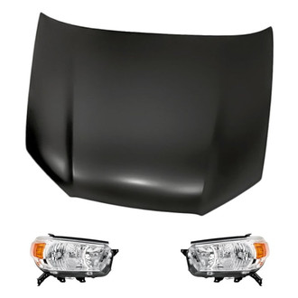 Replacement - 3-Piece Kit (Driver and Passenger Side Headlight Lenses and Housings, Hood Panel) (Standard Line)