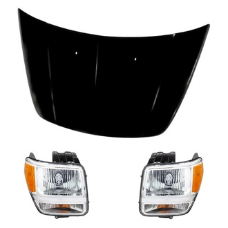 Replacement BNDL-219800 - 3-Piece Kit (Driver and Passenger Side Headlight Lenses and Housings, Hood Panel) (Standard Line)