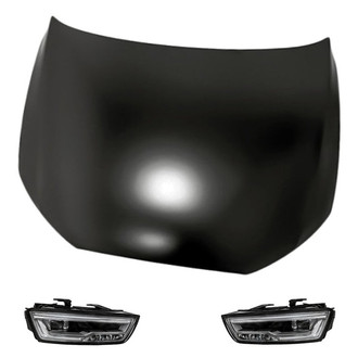 Replacement - 3-Piece Kit (Driver and Passenger Side Headlight Lenses and Housings, Hood Panel) (Standard Line)