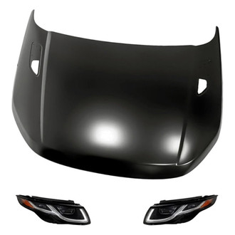 Replacement - 3-Piece Kit (Driver and Passenger Side Headlight Lenses and Housings, Hood Panel) (Standard Line)