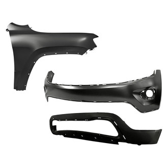 Replacement - 3-Piece (Front Upper and Lower Bumper Cover, Front Passenger Side Fender) (CAPA Certified)