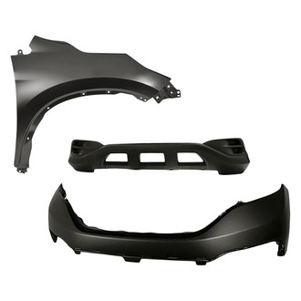 Replacement - 3-Piece (Front Upper and Lower Bumper Cover, Front Driver Side Fender)