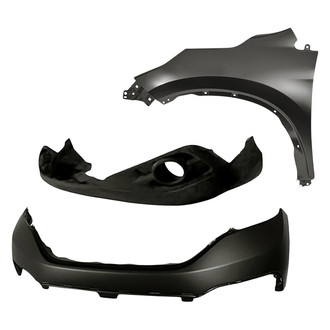 Replacement - 3-Piece (Front Upper and Lower Bumper Cover, Front Driver Side Fender) (CAPA Certified)