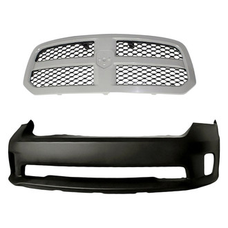 Replacement - 2-Piece (Front Bumper Cover, Grille)
