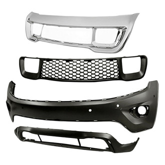 Replacement - 4-Piece (Front Upper and Lower Bumper Cover, Front Bumper Grille, Grille Frame) (Standard Line)