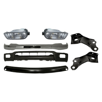 Replacement - 7-Piece (Front Bumper Face Bar, Front Bumper Valance, Front Bumper Reinforcement, Front Inner and Outer Bumper Mounting Bracket, Front Driver and Passenger Side Turn Signal/Parking Light) (Standard Line)
