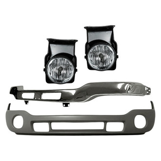 Replacement - 4-Piece (Front Lower Bumper Cover, Front Bumper Face Bar, Driver and Passenger Side Fog Light) (Standard Line)