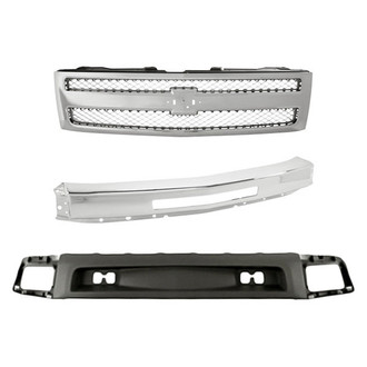 Replacement - 3-Piece (Grille, Front Bumper Face Bar, Front Bumper Air Deflector) (Standard Line)