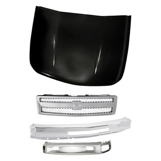 Replacement - 4-Piece (Grille, Front Bumper Face Bar, Front Bumper Deflector, Hood Panel) (Standard Line)