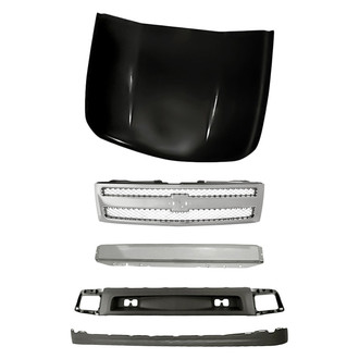 Replacement - 5-Piece (Grille, Front Bumper Reinforcement, Front Bumper Air Deflector, Front Bumper Deflector Extension, Hood Panel) (Standard Line)