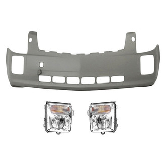 Replacement - 3-Piece (Front Bumper Cover, Driver and Passenger Side Turn Signal/Fog Light) (Standard Line)