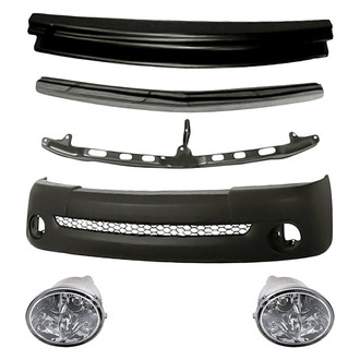 Replacement - 6-Piece (Front Bumper Cover, Driver and Passenger Side Fog Light, Front Bumper Reinforcement, Front Bumper Cover Molding, Front Upper Bumper Cover Retainer) (Standard Line)