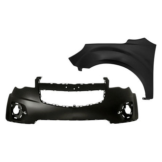 Replacement - 2-Piece (Front Upper Bumper Cover, Front Driver Side Fender) (Standard Line)