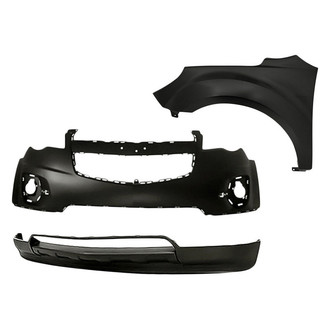 Replacement - 3-Piece (Front Upper Bumper Cover, Front Lower Bumper Valance, Front Driver Side Fender) (Standard Line)