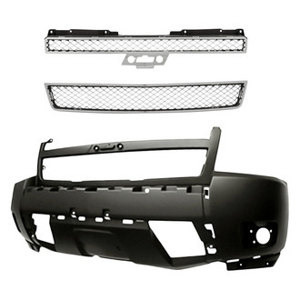 Replacement - 3-Piece (Front Bumper Cover, Upper and Lower Grille) (Standard Line)
