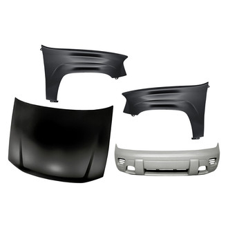 Replacement - 4-Piece (Front Bumper Cover, Front Driver and Passenger Side Fender, Hood Panel) (Standard Line)