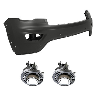 Replacement - 3-Piece (Front Upper Bumper Cover, Driver and Passenger Side Fog Light) (Standard Line)