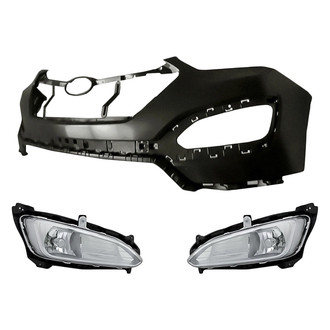 Replacement - 3-Piece (Front Upper Bumper Cover, Driver and Passenger Side Fog Light) (Standard Line)