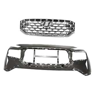 Replacement - 2-Piece (Front Bumper Cover, Grille) (Standard Line)