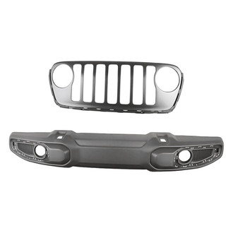 Replacement - 2-Piece (Front Bumper Cover, Grille)
