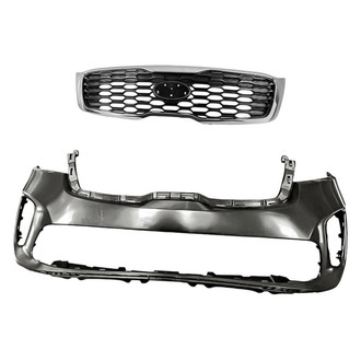 Replacement - 2-Piece (Front Bumper Cover, Grille) (Standard Line)