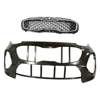 Replacement - 2-Piece (Front Bumper Cover, Grille) (Standard Line)