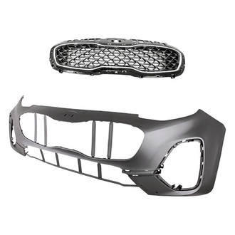 Replacement - 2-Piece (Front Bumper Cover, Grille) (Standard Line)