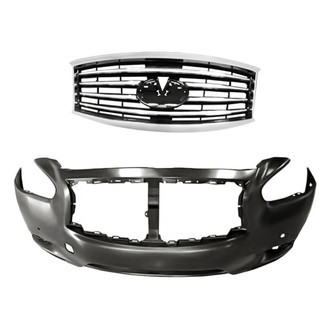 Replacement - 2-Piece (Front Bumper Cover, Grille) (Standard Line)