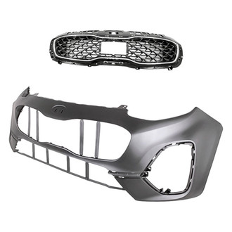 Replacement - 2-Piece (Front Bumper Cover, Grille) (CAPA Certified)