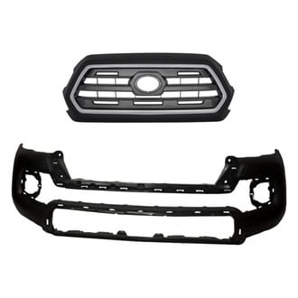 Replacement - 2-Piece (Front Bumper Cover, Grille)
