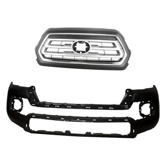 Replacement - 2-Piece (Front Bumper Cover, Grille)