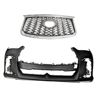 Replacement - 2-Piece (Front Bumper Cover, Grille)