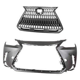 Replacement - 2-Piece (Front Bumper Cover, Grille)