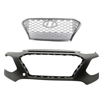 Replacement - 2-Piece (Front Bumper Cover, Grille)