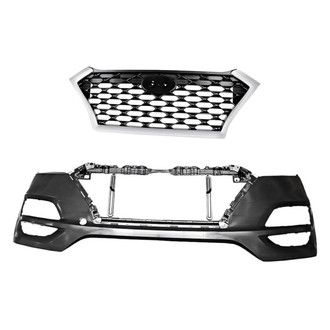 Replacement - 2-Piece (Front Bumper Cover, Grille) (Standard Line)