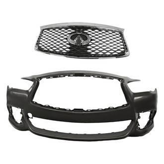 Replacement - 2-Piece (Front Bumper Cover, Grille) (Standard Line)