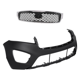 Replacement - 2-Piece (Front Bumper Cover, Grille) (Standard Line)