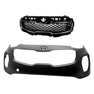 Replacement - 2-Piece (Front Bumper Cover, Grille) (Standard Line)