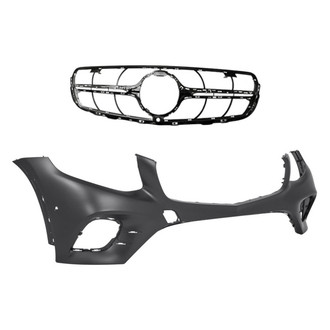 Replacement - 2-Piece (Front Bumper Cover, Grille)