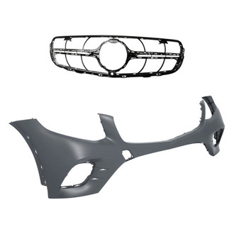 Replacement - 2-Piece (Front Bumper Cover, Grille) (Standard Line)